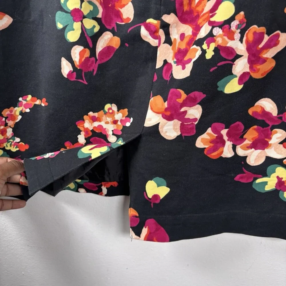 Merona Floral Mini Skirt Size 18 Plus Size Black Multicolor Stretch Cotton